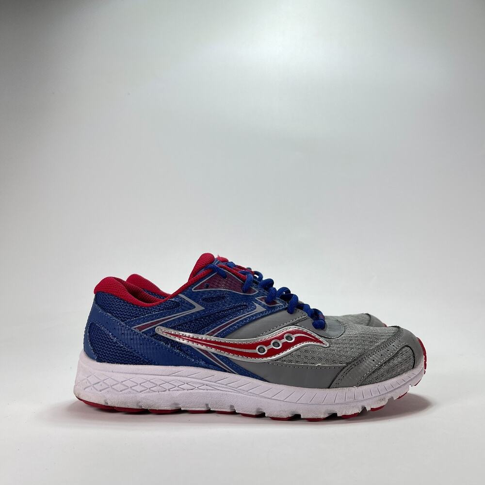 Saucony S-Cohesion 13 Grey Blue Red Running Shoes SK262443 Boys Youth Size 6M